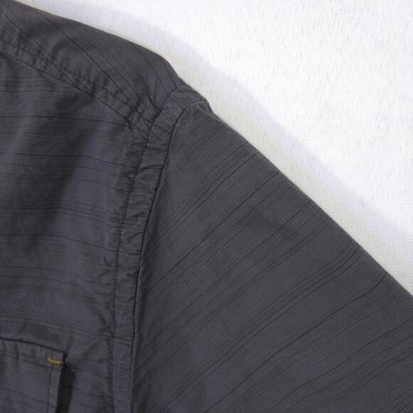 Howe Shirt Mens Large Gray Striped Short Sleeve Cuban Collar Button Up Casual - Picture 9 of 10